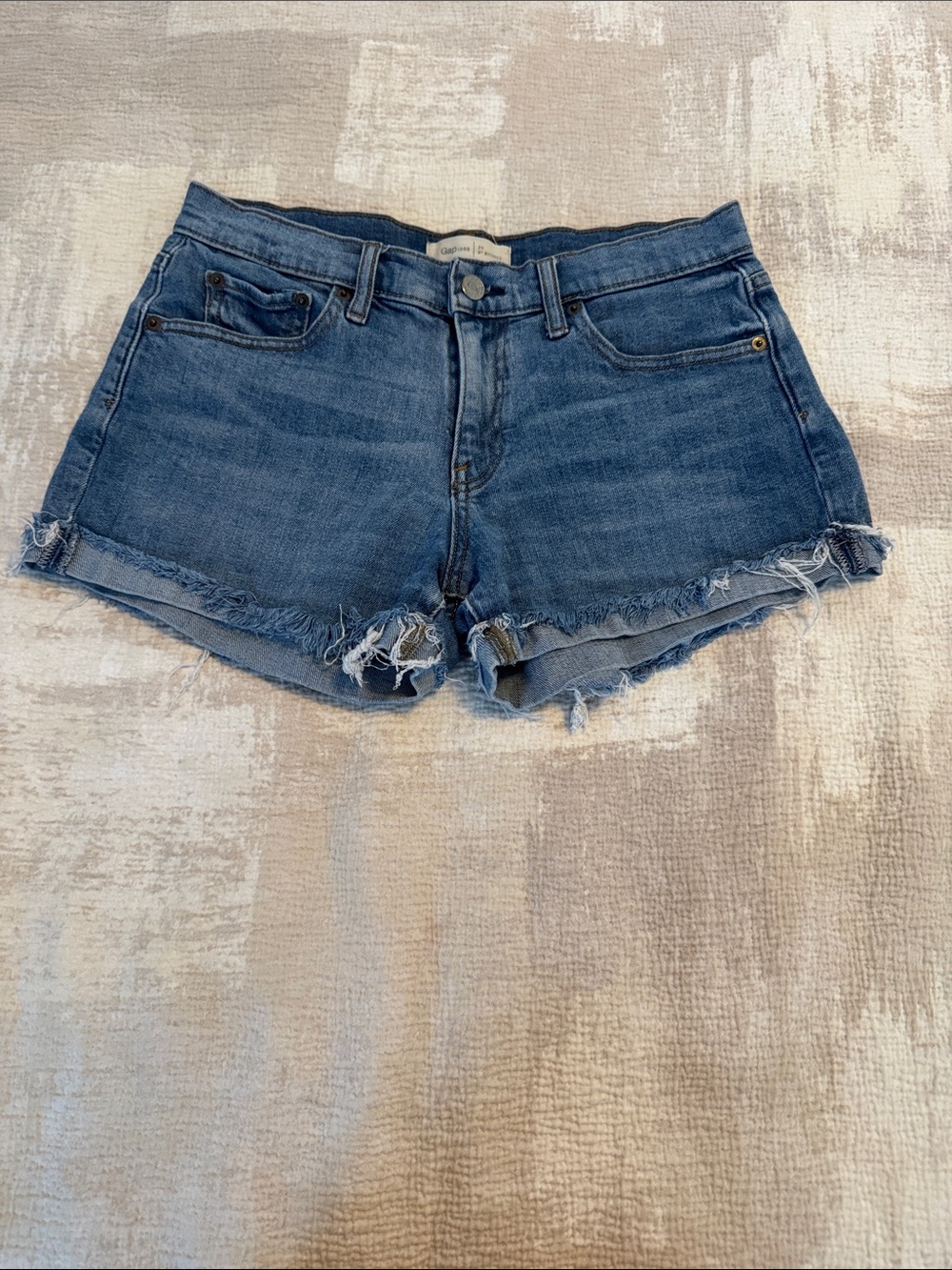 GAP 3” Blue Distressed Denim Cutoff Shorts